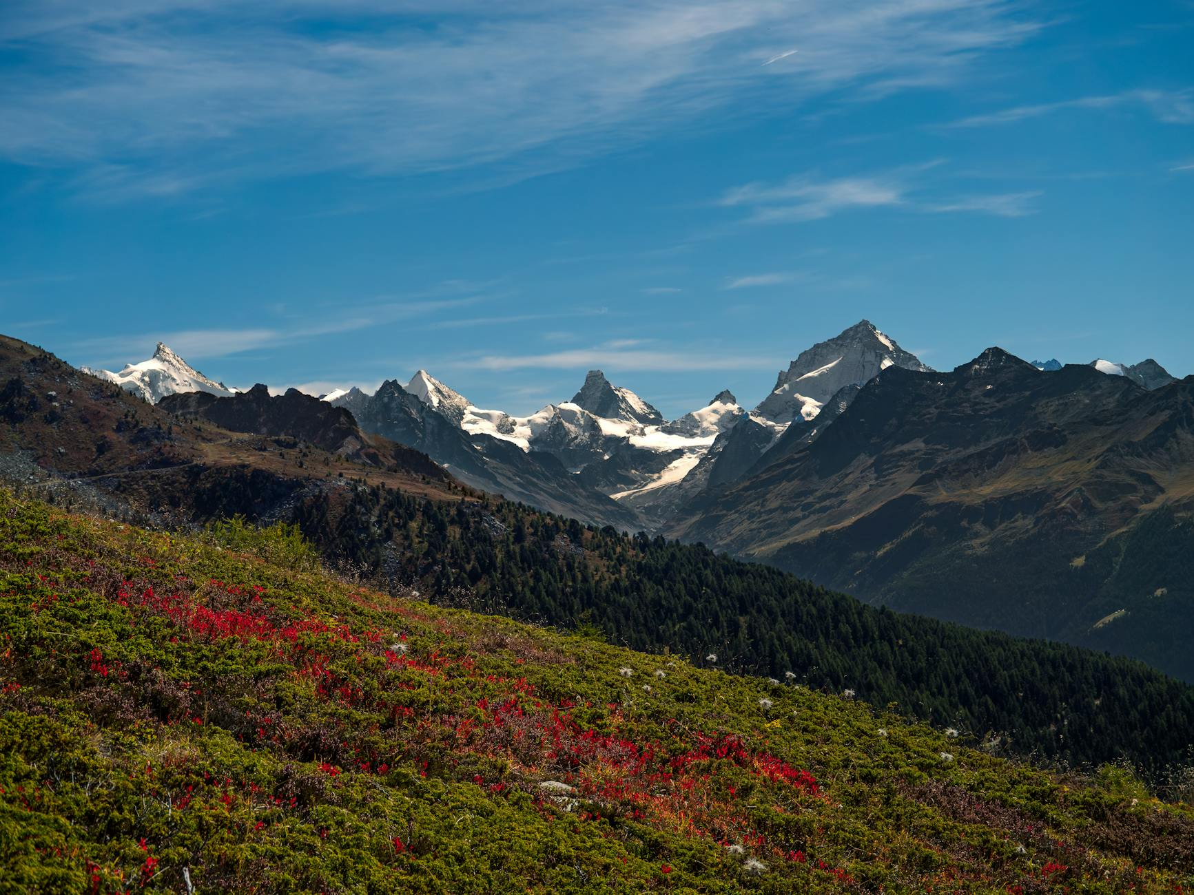 Swiss alpine landscape colors